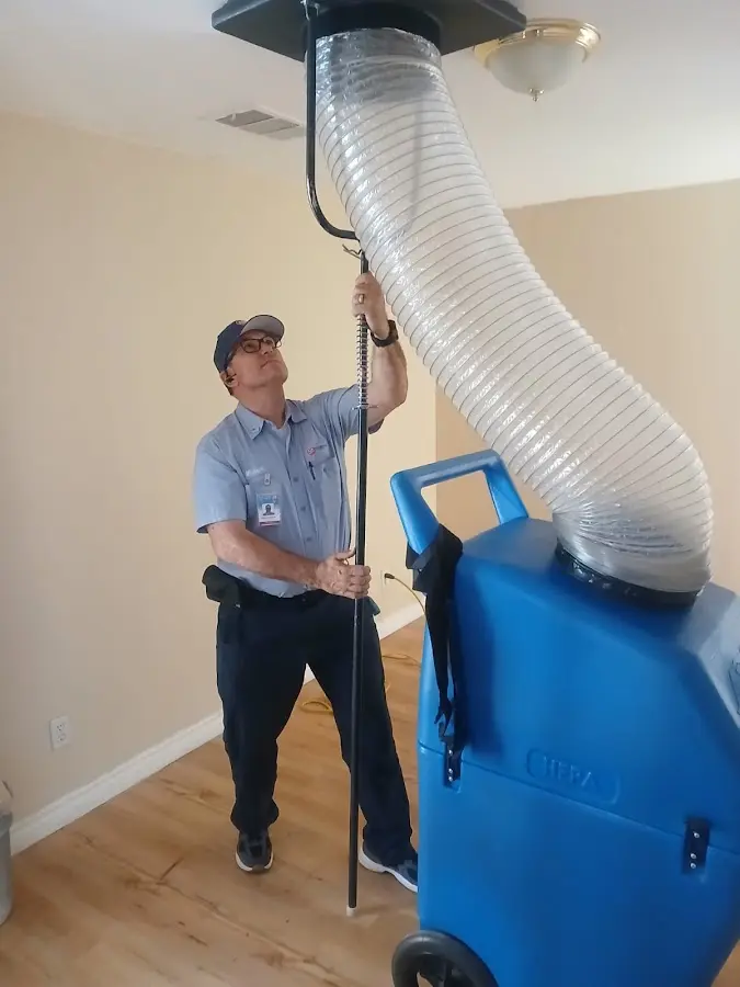 Mini Split Installation technician using HEPA equipment in Dallas